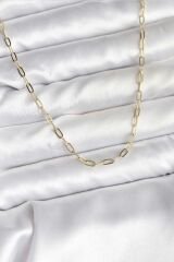 14K Gold Renk Kaplama Ataç Zincir Model CM Kadın Kolye