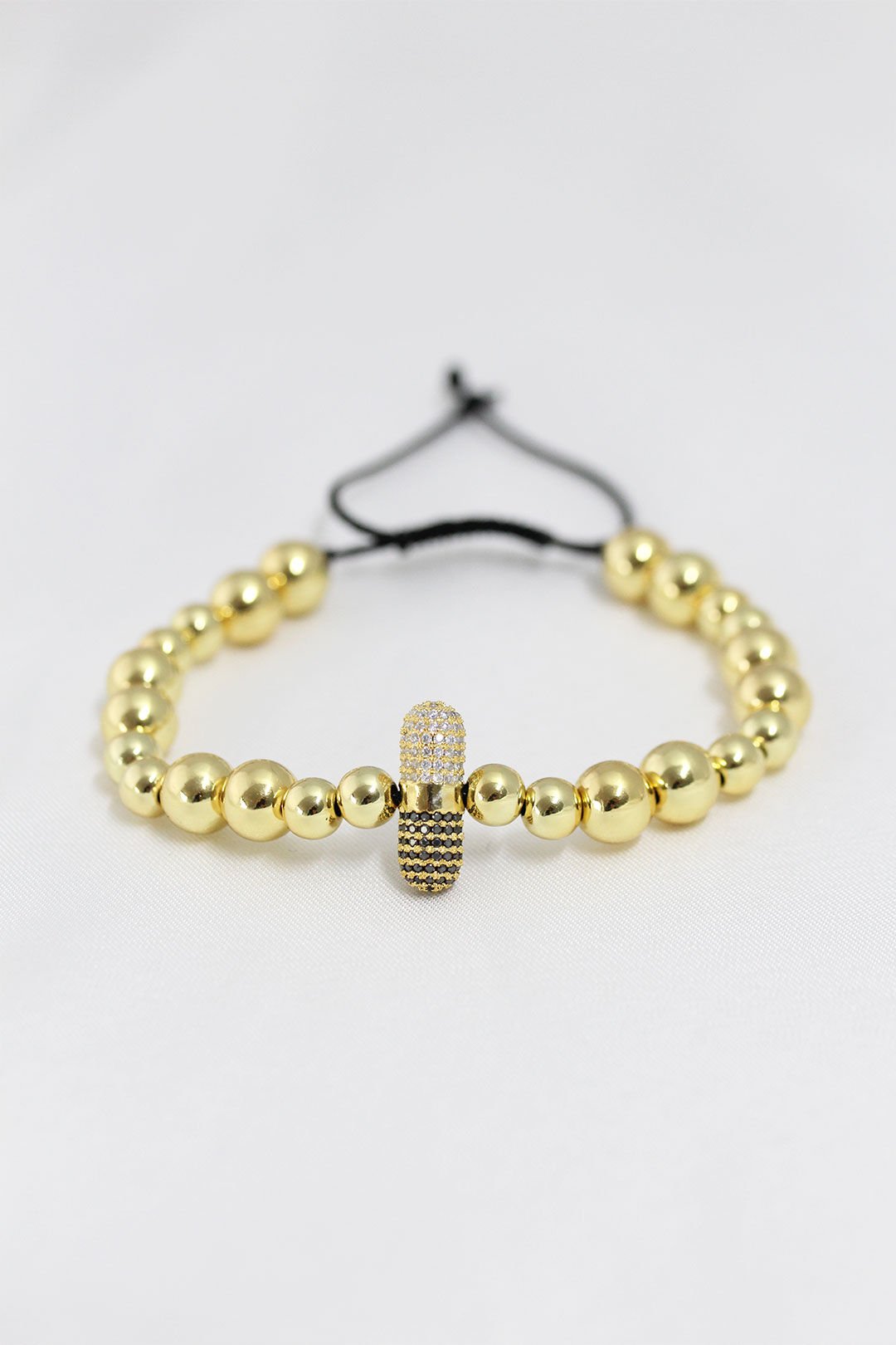 Gold Renk Çelik Zirkon Objeli Asansörlü Bileklik