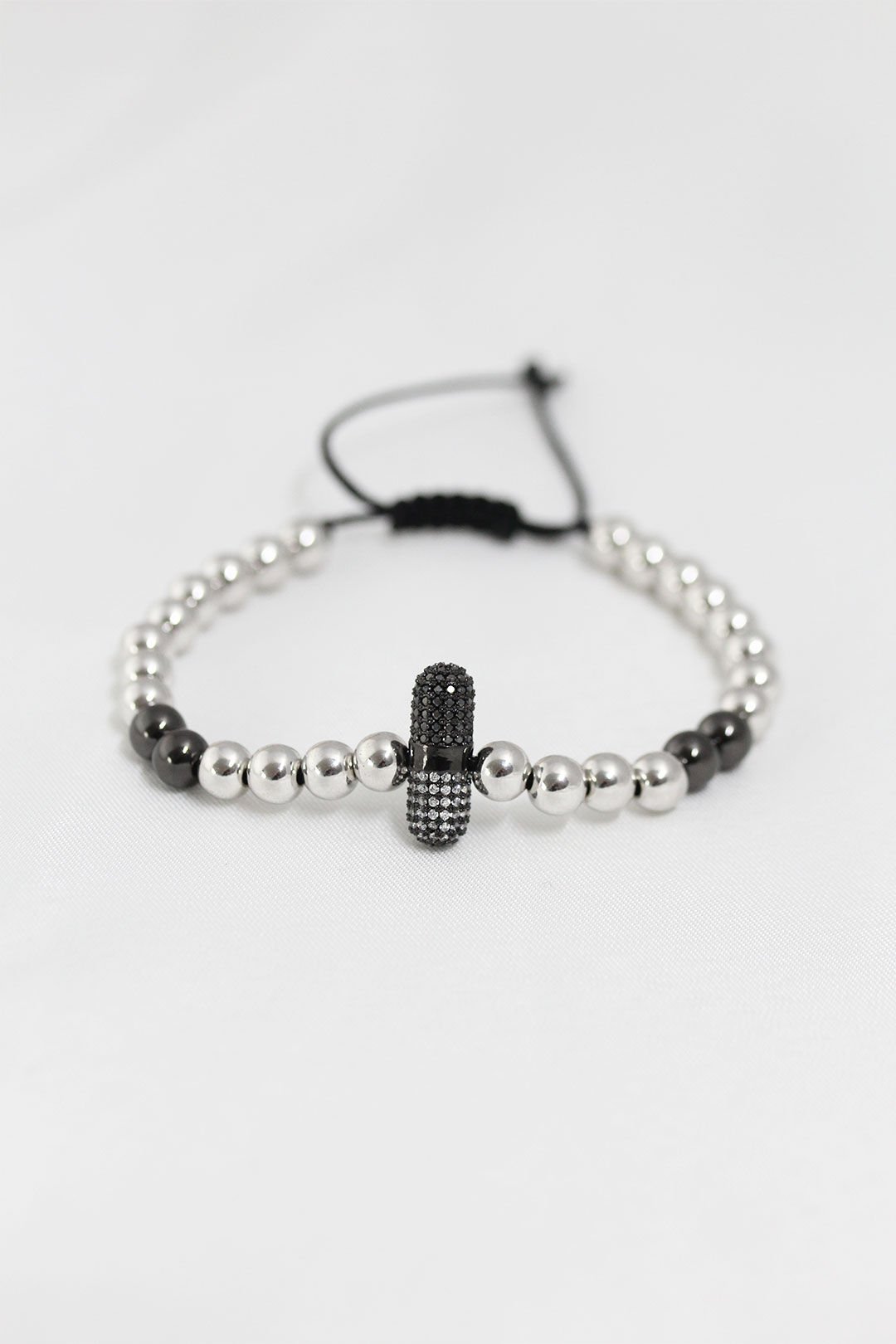 Füme Gümüş Renk Çelik Zirkon Objeli Asansörlü Bileklik