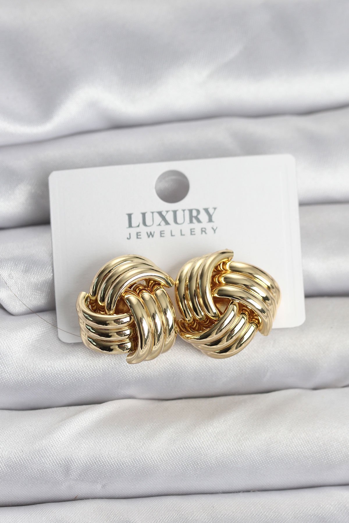 Pirinç Sarmal Gold Renk Kadın Küpe