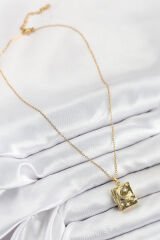 316L Çelik Zirkon Taşlı Açılabilr Kapaklı Kitap Model Gold Renk Kadın Kolye