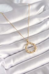 316L Çelik Gold Renk Zincir Zirkon Taşlı XoXo Model Kadın Kolye