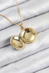 316L Çelik Zirkon Taşlı Açılabilr Kapaklı Gezegen Model Gold Renk Kadın Kolye