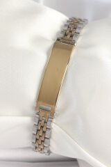 316L Çelik Gold Gümüş Renk Kalın Zincir Künye Model Erkek Bileklik