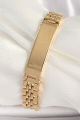 316L Çelik Gold Renk Zincir Künye Model Erkek Bileklik