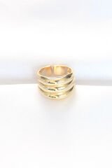 Gold Renk Ayarlanabilir Çizgili Bombe Yüzük