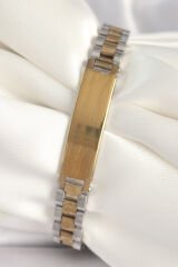 316L Çelik Gold Gümüş Renk Zincir Künye Model Erkek Bileklik