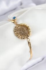 316L Çelik Nazar Boncuk Detaylı Hayat Ağacı Model İtalyan Zincir Gold Renk Kadın Bileklik