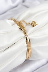 316L Çelik Örgü İtalyan Zincir Model Gold Renk Kadın Bileklik