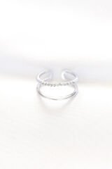 2li Görünümlü Su Yolu Tasarımlı Silver Renk Ayarlanabilir Yüzük