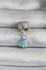 316L Çelik Gümüş Renk Mavi Renk Sallantı Elbise Model Nomination Charm