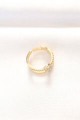 2li Görünümlü Topçuk Model Gold Renk Ayarlanabilir Yüzük