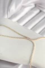 Pirinç Gold Renk Zirkon Taşlı Su Yolu Zirkon Taşlı Kadın Şahmeran