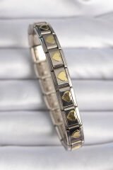 316L Çelik Gümüş Renk Gold Kalp İşleme Nomination Charm Bileklik