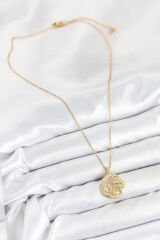 316L Çelik Zirkon Taşlı Ay Ve Güneş Model Gold Renk Kadın Kolye