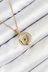 316L Çelik Zirkon Taşlı Ay Ve Güneş Model Gold Renk Kadın Kolye