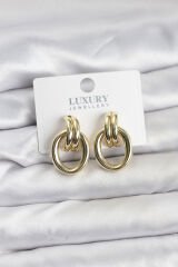 Gold Renk Pirinç Vintage Kadın Küpe