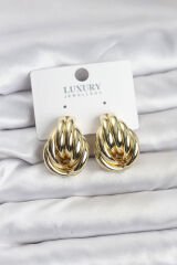 Pirinç Gold Renk Vintage Kadın Küpe