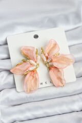 Lotus Model Yavruağızı Renk Tüllü Kadın Küpe