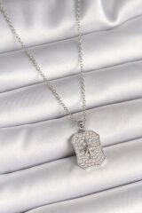 316L Çelik Gümüş Renk Zincir Zirkon Taşlı Kutup Yıldız İşlemeli Madalyon Model Kadın Kolye