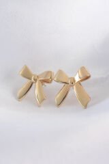 Pirinç Gold Renk Düz Plaka Fiyonk Küpe