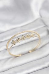 Çiçek Model Pirinç Gold Renk Kadın Bileklik