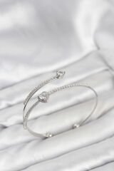 Kalp Model Pirinç Gümüş Renk Kadın Bileklik