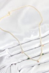 Pirinç Zirkon Taşlı Su Yolu Damla Model Gold Renk Kadın Kolye