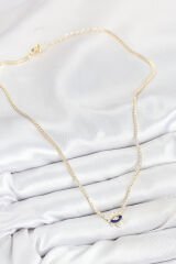 Pirinç Zirkon Taşlı Su Yolu Göz Model Gold Renk Kadın Kolye