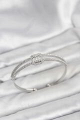 Pirinç Gümüş Renk Baget Model Kadın Bileklik