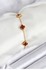 316L Çelik Gold Zincir Baby Boy Bordo Renk Bileklik