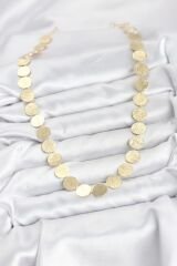 Yuvarlak Plaka Model Gold Renk Kadın Kolye