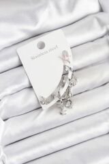 Pirinç Gümüş Renk Set Küpe