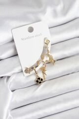 Pirinç Gold Renk Kadın Set Küpe