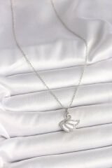 316L Çelik Gümüş Renk Zincir Zirkon Taşlı Kuğu Model Kadın Kolye