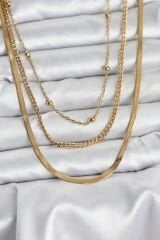 316L Çelik Gold Renk 3'lü Kadın Kolye