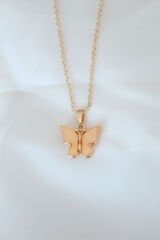 Gold Kaplama Sarı Renk Sedefli Kelebek Kolye