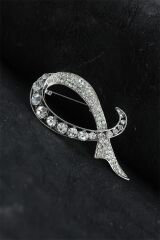 Zirkon Taşlı Metal Broş
