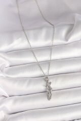 316L Çelik Gümüş Renk Zincir Sarılma Model Kadın Kolye