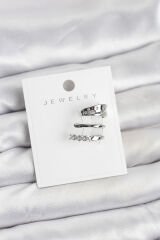 Gümüş Renk Zirkon Taşlı Pirinç Kıkırdak Küpe