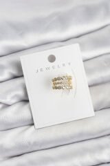 Gold Renk Zirkon Taşlı Pirinç Kıkırdak Earcuff Küpe