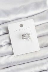 Gümüş Renk Zirkon Taşlı Pirinç Kıkırdak Earcuff Küpe