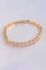 Vip Seri Pirinç Pembe Zirkon Taşlı Gold Renk Baget Model Bileklik
