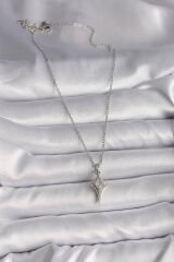 316L Çelik Gümüş Renk Zincir Zirkon Taşlı Kuzey Yıldızı Model Kadın Kolye