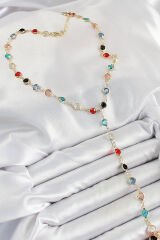 Pirinç Asorti Model Gold Renk Zirkon Taşlı Y Kolye