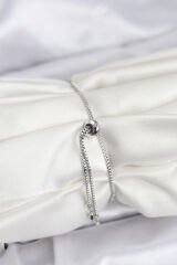 Yonca Model Zirkon Taşlı Gümüş Renk Asansörlü Su Yolu Bileklik