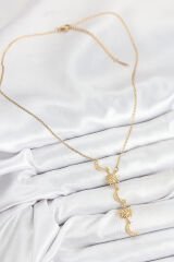 316L Çelik Zirkon Taşlı Güneş Ve Ay Model Gold Renk Kadın Kolye