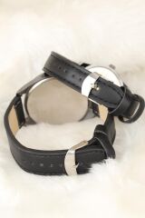 Siyah Renk Deri Kordonlu İstanbul Tasarımlı Sevgili Saatleri