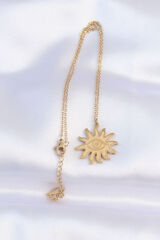 316L Çelik Zincir Gold Renk Göz Güneşi Tasarımlı Kolye