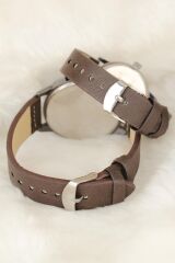 Kahverengi Deri Kordonlu Rose Metal Kasa Sevgili Saatleri